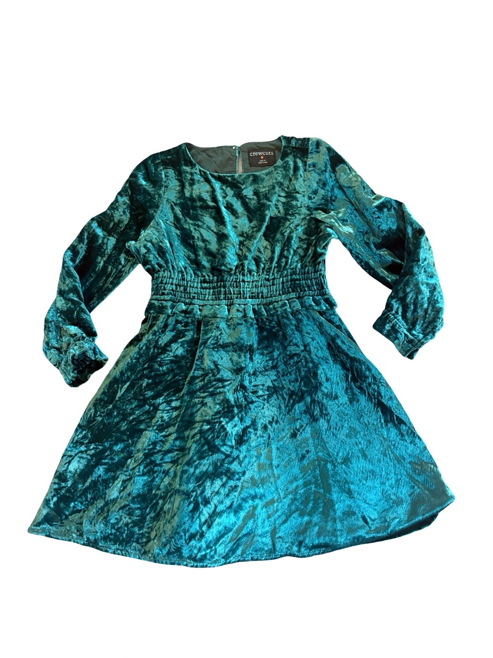 CrewCuts Smocked Green Velvet Holiday Dress Girls Size 4